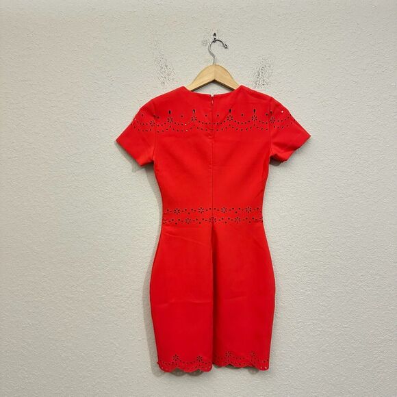 LIKELY Eyelet Manhattan Mini Dress Red Short Sleeve Party NWT *FLAWS* - Picture 2 of 15